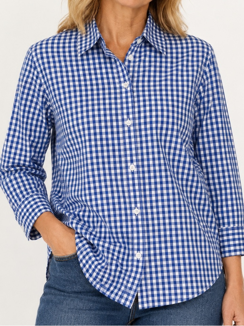 Jones New York button down shirt blue and white gingham size 1X
